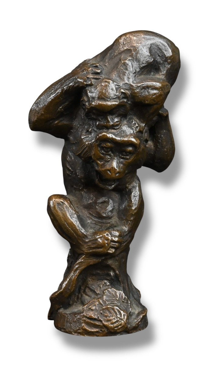 Coppia Di Scimmiette in Bronzo - Inizio XX Secolo
